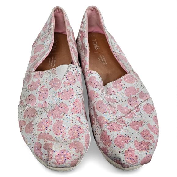 TOM'S Classic Pink Canvas Elephant Sprinkles Slip On Flats 9.5w - Picture 1 of 6